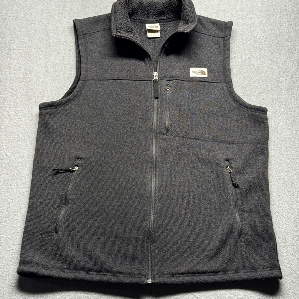 The North Face Gordon Lyons Fleece Vest Mens Large Dark Grey Full Zip‎ NF0A3YR9